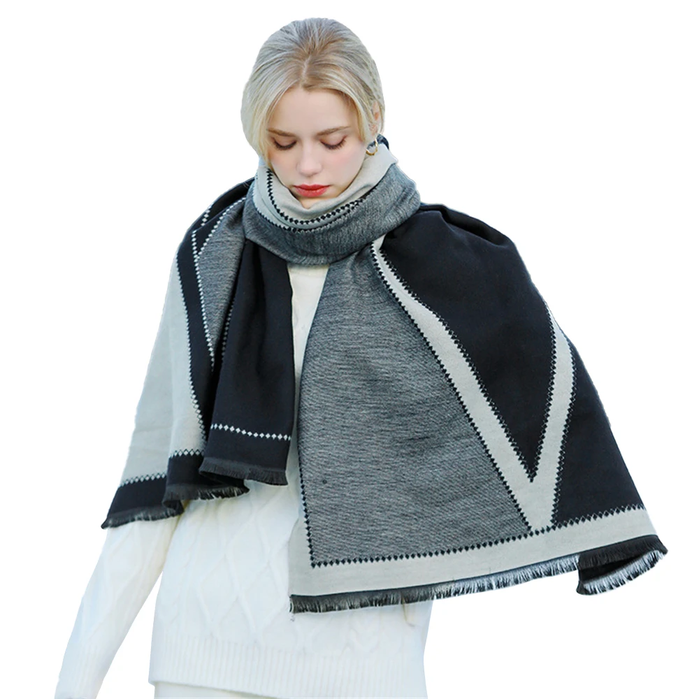 Women Autumn Winter Scarf Lady Cashmere Feeling Muffler Spring Fall Large Blanket Double-sided Shawl Soft Warm Wrap Wholesale