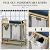 HOMCOM Double Laundry Hamper 2 Section Bamboo Laundry Basket with  Shelf 2 Pull-Out and Removable Bags for Bedroom Bathroom Laun 4