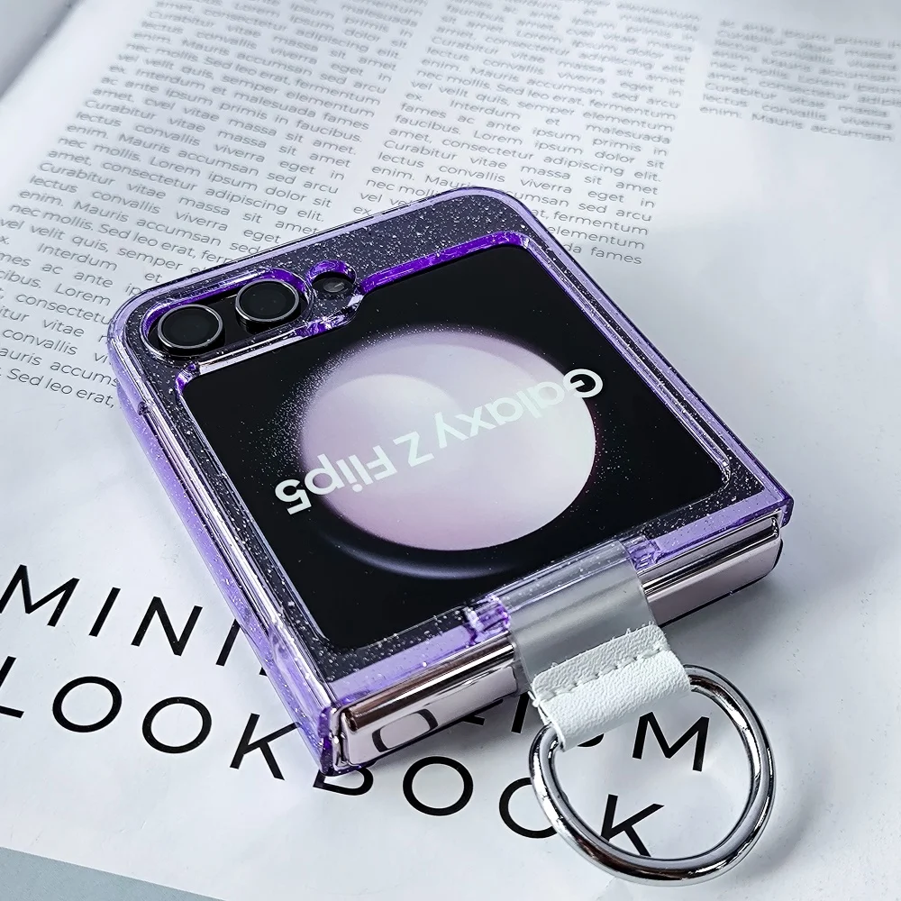 Glitter Transparent Magnetic Ring Phone Case with Wireless Charging & Shockproof Protection