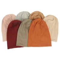 Women Spring Autumn Candy colors Ribbed Beanie Fashion Stretch Slouchy Caps Ladies Female Knitted Stripes Skullies Bonnets Hat 1