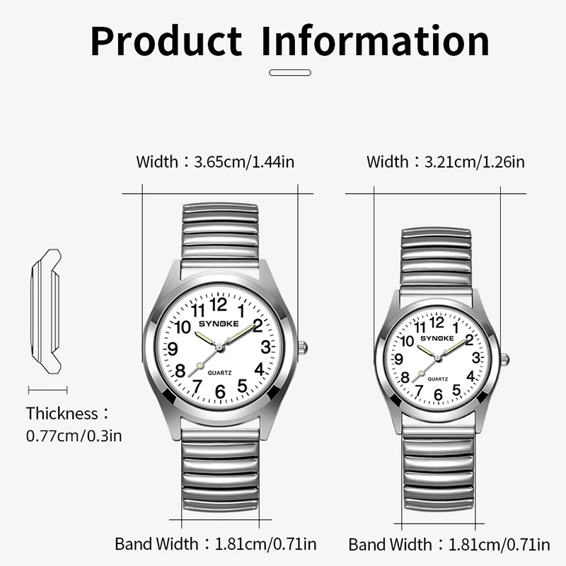 Couple Watch Men Women Stainless Steel Pair Watches Clock Creative Spring Strap Waterproof SYNOKE Brand