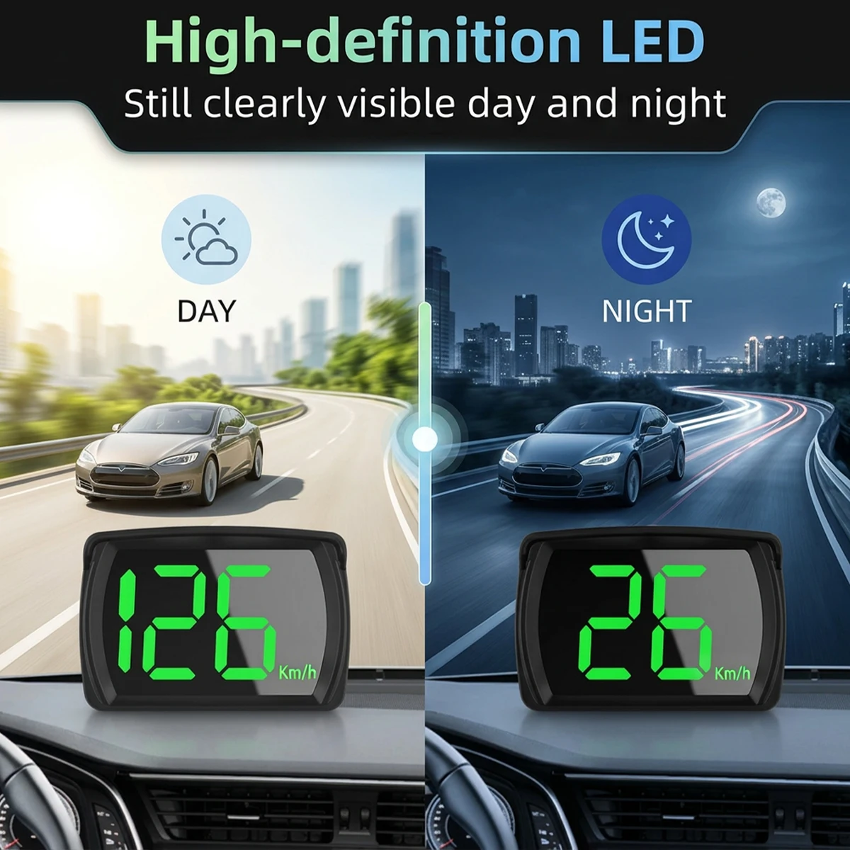 Display HUD universale per auto, alimentato tramite USB, tachimetro digitale, proiettore con caratteri grandi, accessorio per misuratore di velocità elettronico per auto - immagine 4