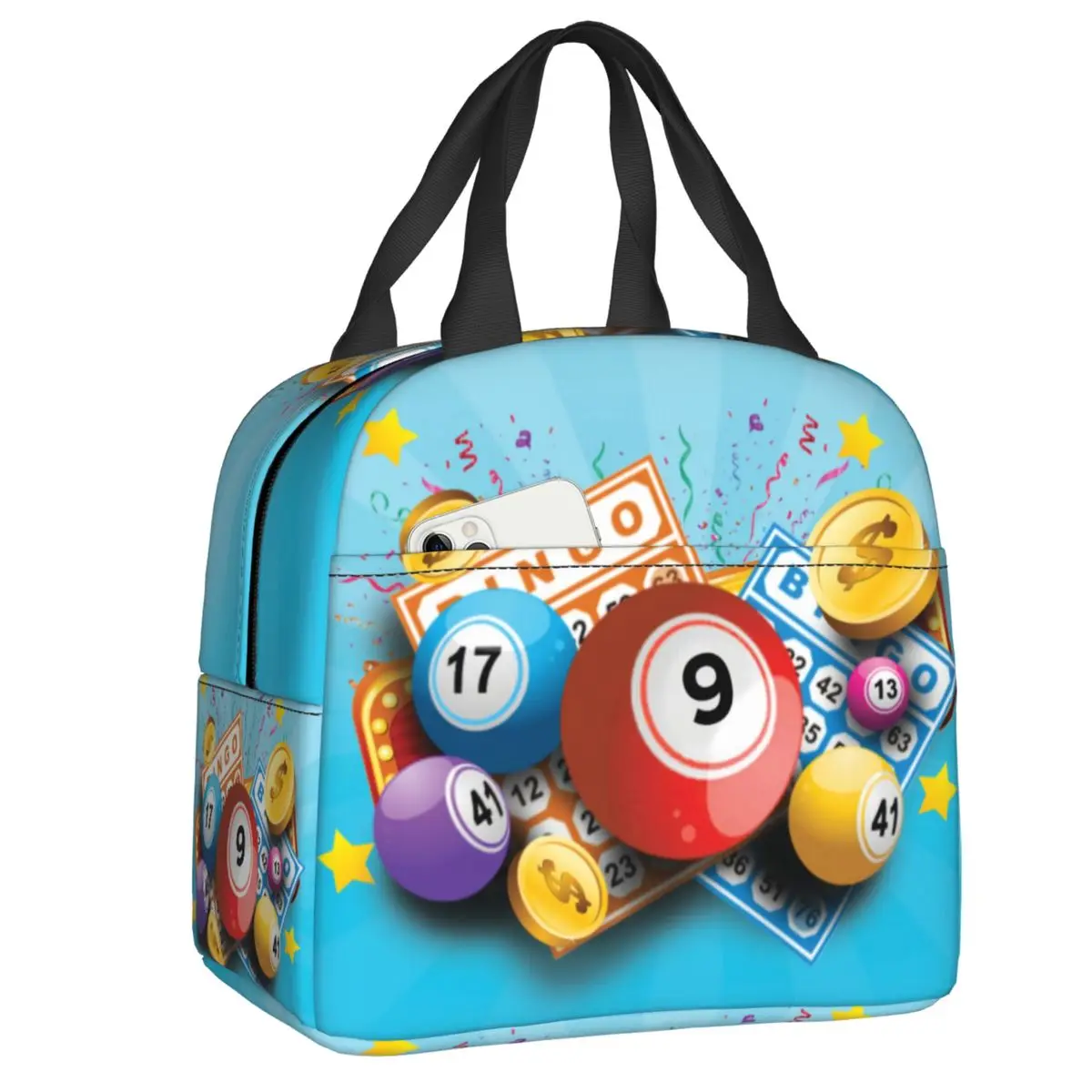 

Hot Game Bingo Lunch Box Women Waterproof Cooler Thermal Food Insulated Lunch Bag Kids School Children Resuable Picnic Tote Bags