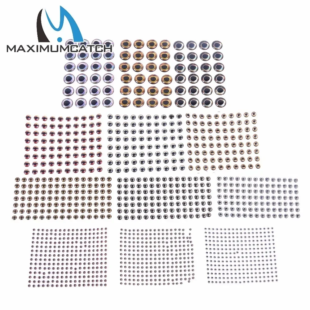 MAXCATCH 2D/3D/4D Angelköder-Augen 3mm-15mm Fliegenbindematerial Realistische Harz-Fischaugen DIY Fliegenfischen Köderherstellung – Detail 31
