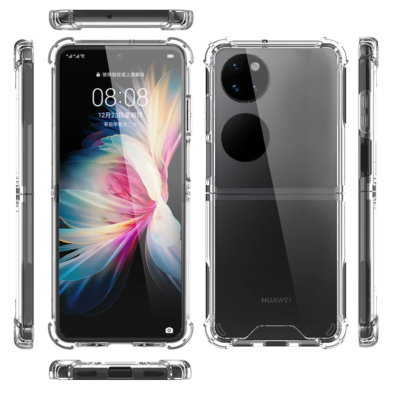 

2022 Fashion Transparent PC case for Huawei P50 Pocket Fold Cover Anti-knock acrylic PC simple Cases for Huawei P50Pocket