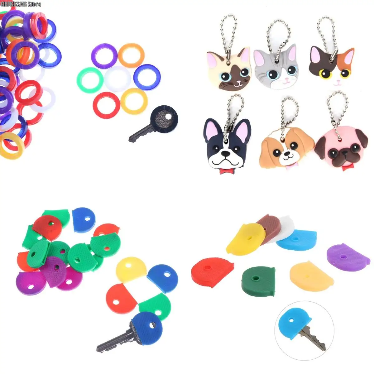1/10/32pcs/LOT Random Fashion Hollow Multi Color Rubber Soft Key Locks Keys Cap Key Covers Topper Keyring key caps covers