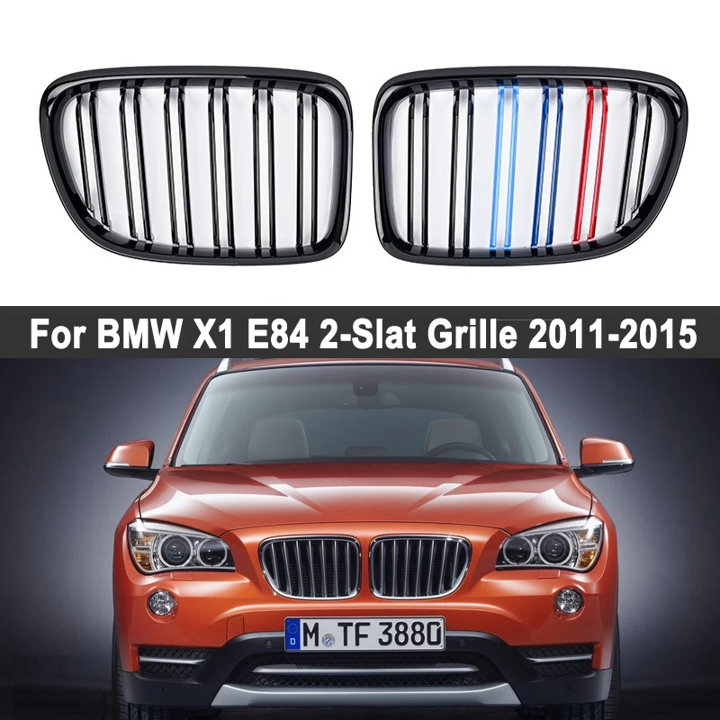 

A Pair Double Slat Kidney Grille Sport Front Hood Grill For BMW X1 E84 2011-2015 Body Kit Auto Accessories Grilles Car Styling