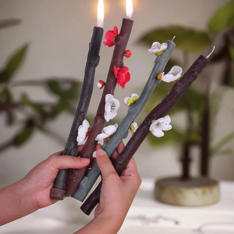Simulated Tree Branch Shaped Silicone Molds Holiday Atmosphere Candle Molds Cake Aromatherapy Candle 2PCS
