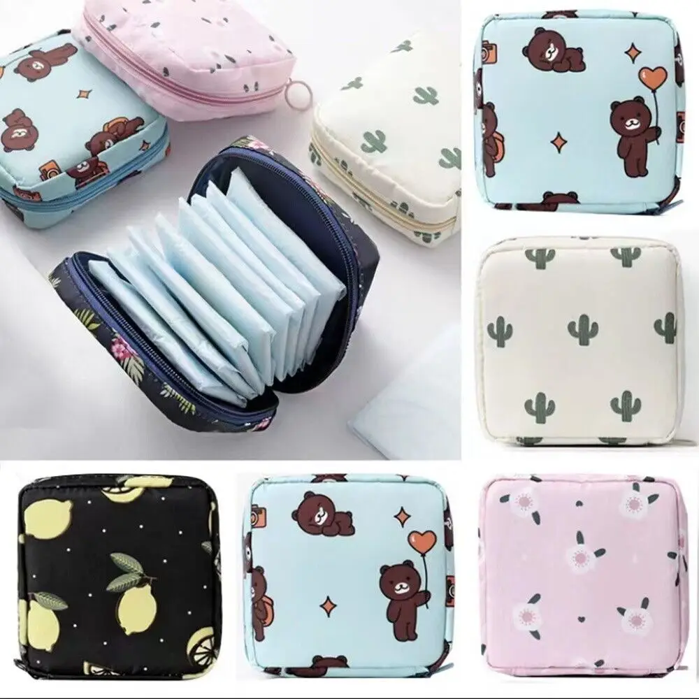 

Cartoon Sanitary Storage Bag Cushion Clip Wallet Bag Towel Napkin Credit Card Coin Clip Student Portable Sanitary Cotton Storage