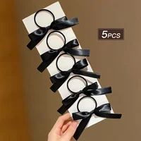 5 pieces of black, cute, bow-decorated hair ties for girls | Ideal for everyday casual use and as a festive gift accessory. 2