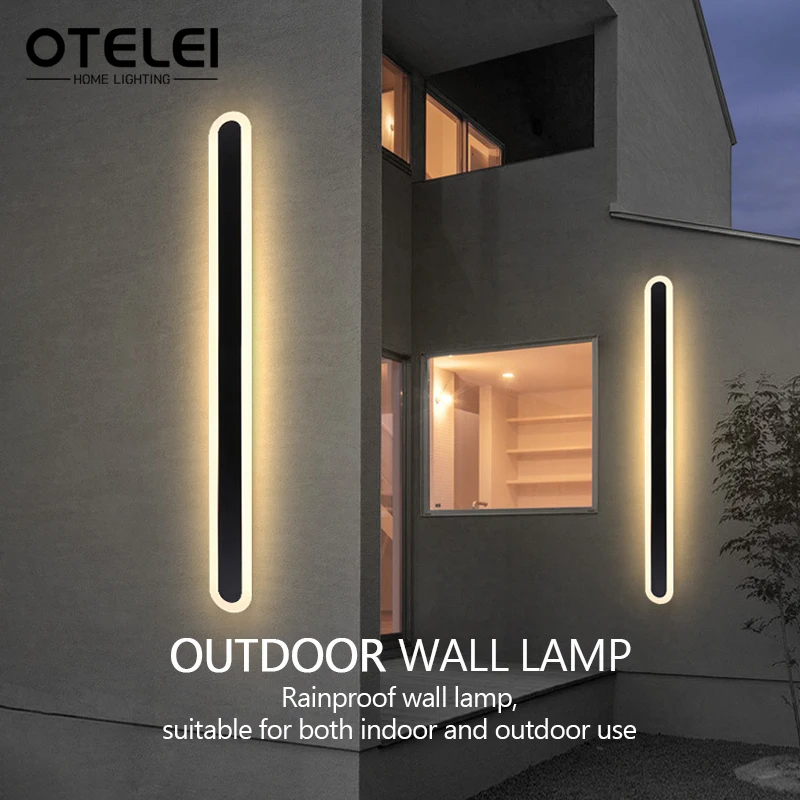 LED Long Strip Wall Lamp Garden Porch IP65 Outdoor Waterproof Wall Lights Bedroom Bedside Stair Living Room Decor Light