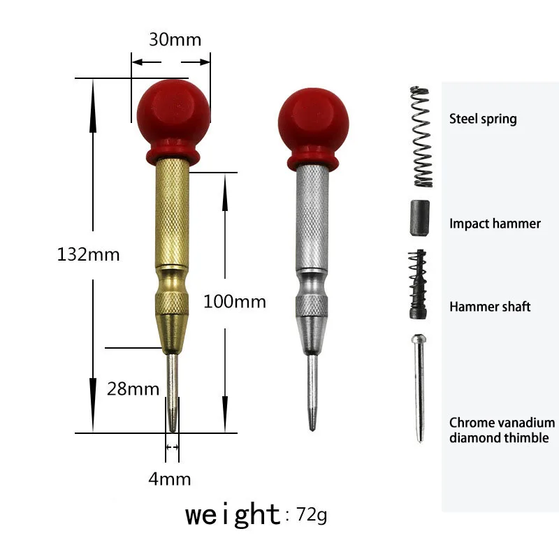  Pin Centre Hole Tool Brass Automatic Center Punch For Metal And wood For Machinists Carpenters Press Dent Marker Work