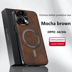 Luxury PU Leather Shockproof Phone Case with Magsafe Magnetic Metal Ring and Lens Protection for OPPO F31 (Brown - Magnetic)