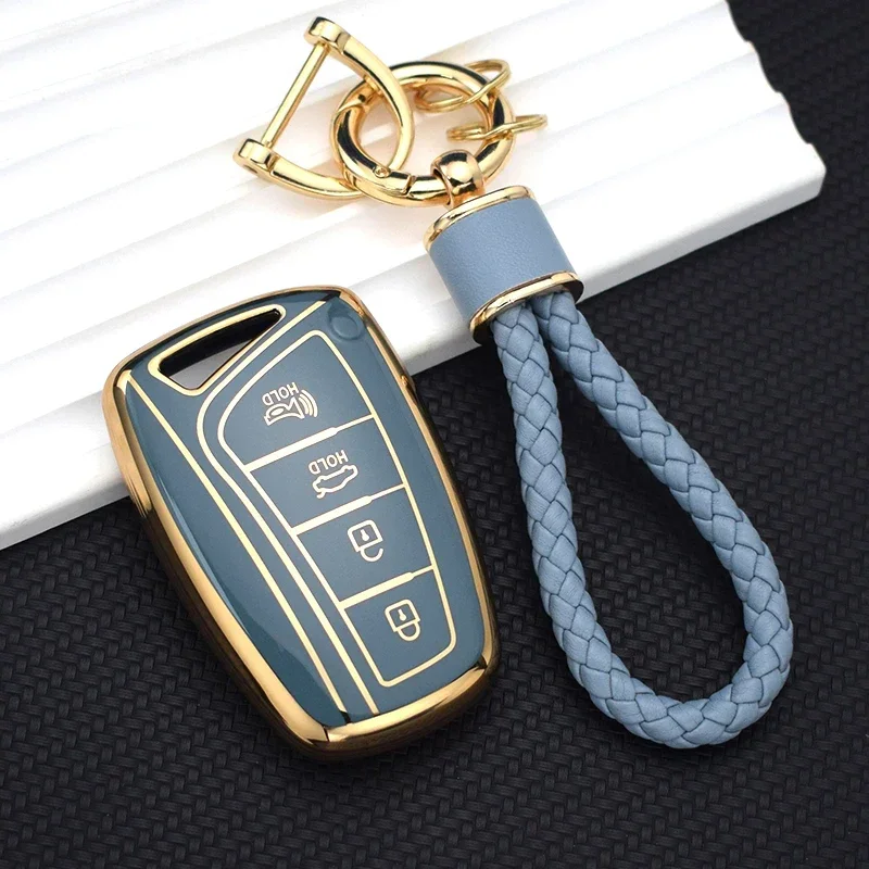 TPU Shell Fob Für Hyundai Grandeur HG Limousine Genesis G80 Santa Fe 3DM Grand SantaFe IX45 EQUUS Azera Fernbedienung Schlüssel Fall Abdeckung halter