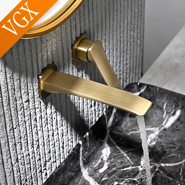 VGX ปกปิดห้องน้ําก๊อกน้ําตลับหมึกฝังอ่างล้างหน้าก๊อกน้ํา Gourmet อ่างล้างหน้า Tapware ร้อนน้ําเย็นแตะทองเหลือง 2
