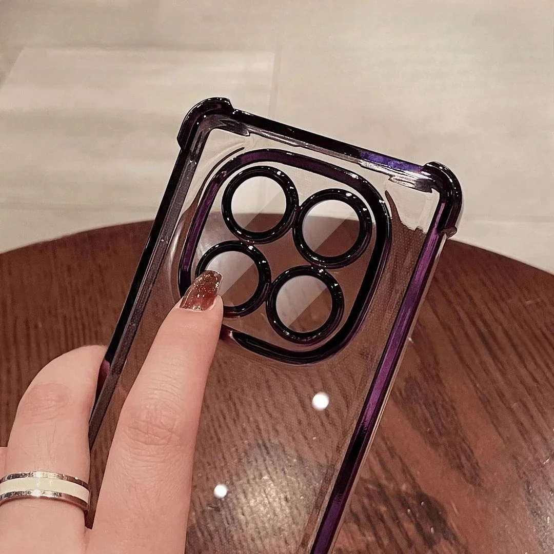 Transparent Silicone Shockproof Phone Case with Plating Finish and Soft Back Cover Bumper