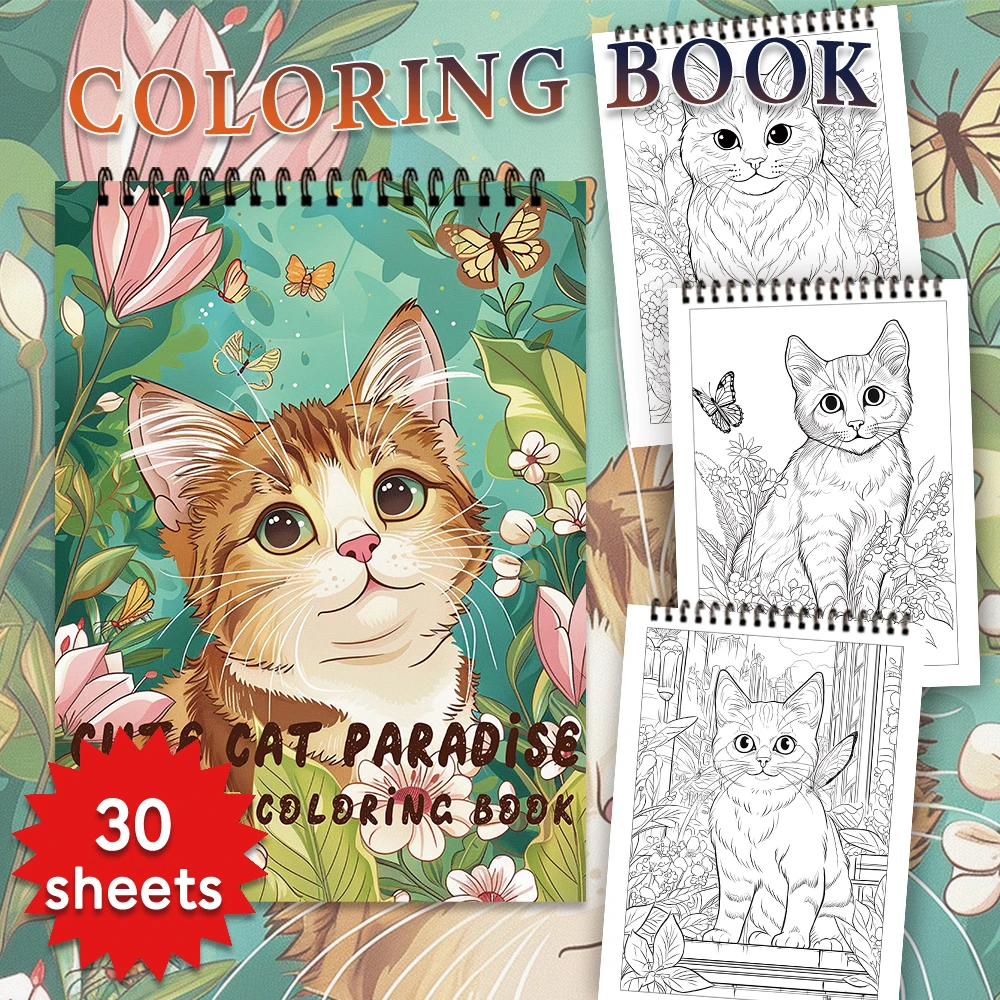 Adult coloring book - 30 Sheets Women's spiral coloring book, 11.2x 8.3 inches, drawing book, birthday gift, holiday party gift 2