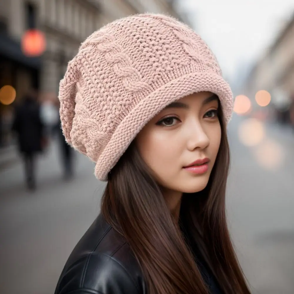 Fashion Comfy Stretch Women Knitted Hats Coldproof Ear Protection Knit Slouchy Beanie Windproof Warm Cap Outdoor