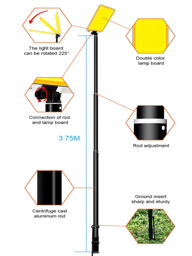 Portable searchlight Lantern Battery LED Camping Tent Light off road 3.75m  Fishing rod COB emergency work light