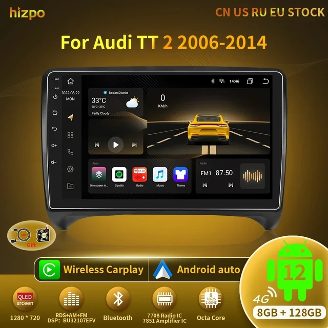 Hizpo Carplay+Auto 8G 128G Android 12 Radio GPS For Audi TT MK2 8J 2006-2014  Car Multimedia Player WIFI Autoradio 4G LTE 2 Din - AliExpress
