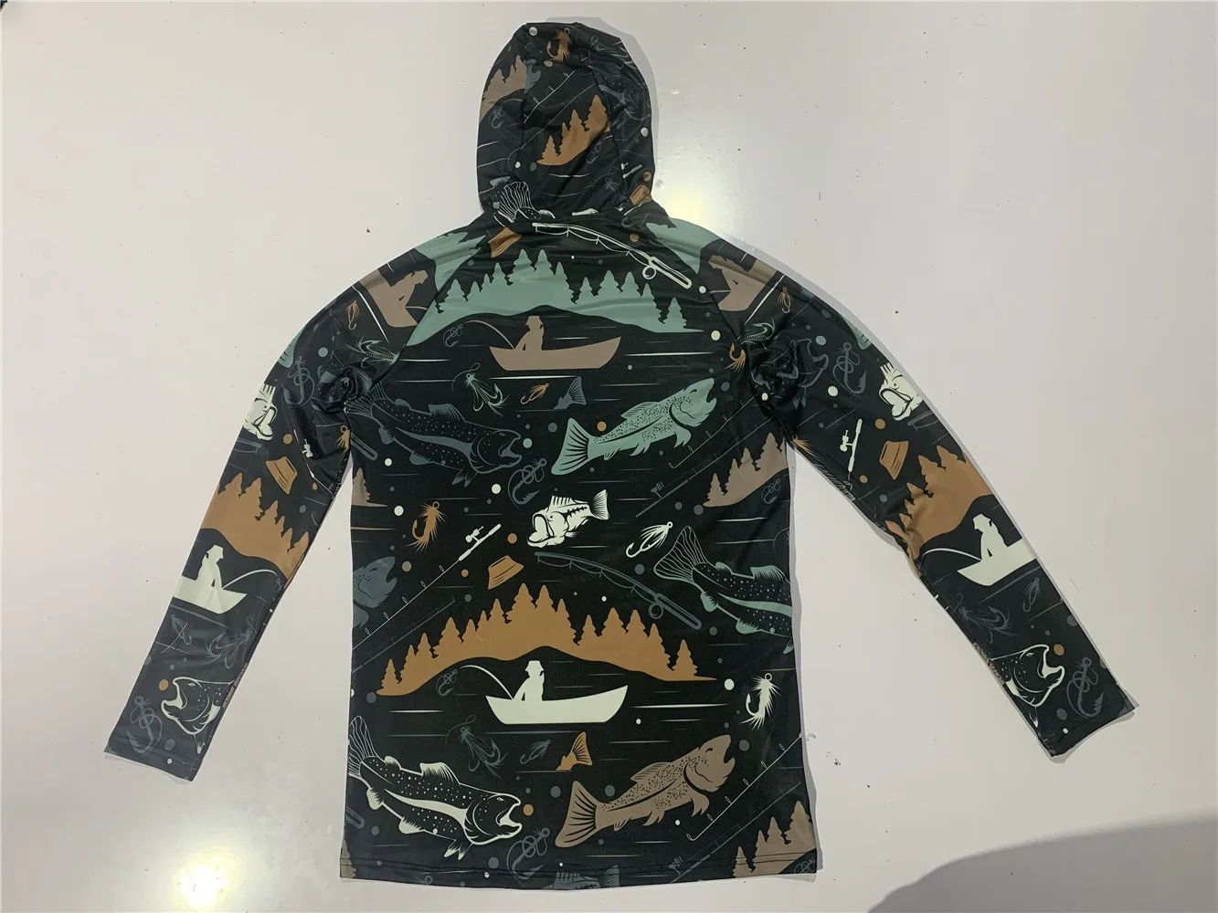 Saltwater Fishing Shirt UPF 50+ Hooded Fishing Clothes Men Face Cover Hoodie Sun Protection