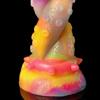 Mulit Color Luminous Dildo Octopus Tentacle Realistic Silicone Anal Plug Glow In Dark Sex Toy For Couples Erotic Stimulator 4