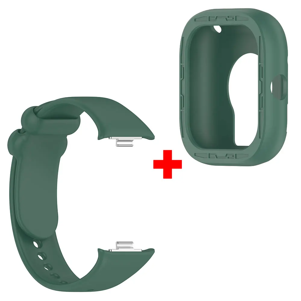 Silicone Watch Strap with Shockproof Protective Case and Screen Protector Cover