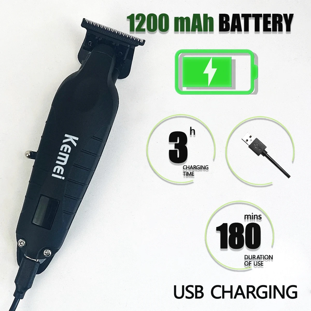 KM2293 Professional Barber Hair Trimmer Zero Gapped Cordless Rechargeable Men Clippers Detailer Finish Hair Cutting Machine ﻿ 5