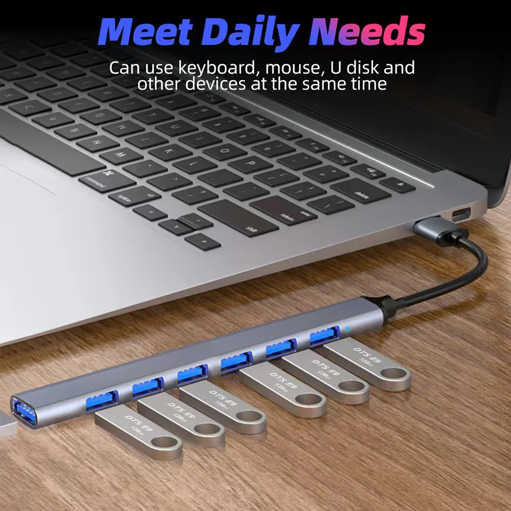 7-Port High-Speed USB-C Hub with USB-A and USB-C PD Connectivity