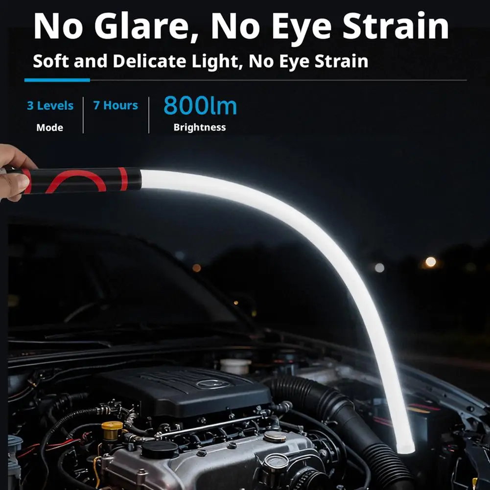 Rechargeable Flexible LED Light Strip 800lm 3 Modes Bendable Work Light for Home Garage Auto Repair Camping Emergency