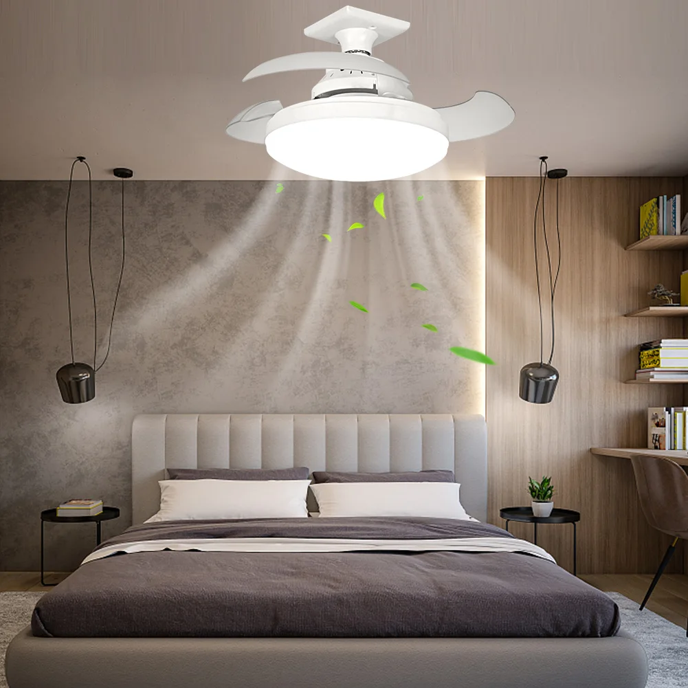 Ceiling Fans with Light Remote Control Bladeless LED Ceiling Fan 3 Colour Temperatures Chandelier Fan for Bedroom