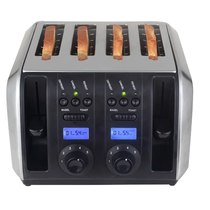 

Stainless Steel Bread Baking Oven Machine Single/Double Bread Side Electric Toaster Automatic Breakfast Toast Sandwich Maker EB