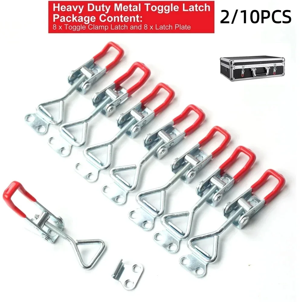 2/10 Pack Pull Latch Clamp Latch 360Lbs Capacity Adjustable Quick Release Draw for Door Hook Toggle Clamp