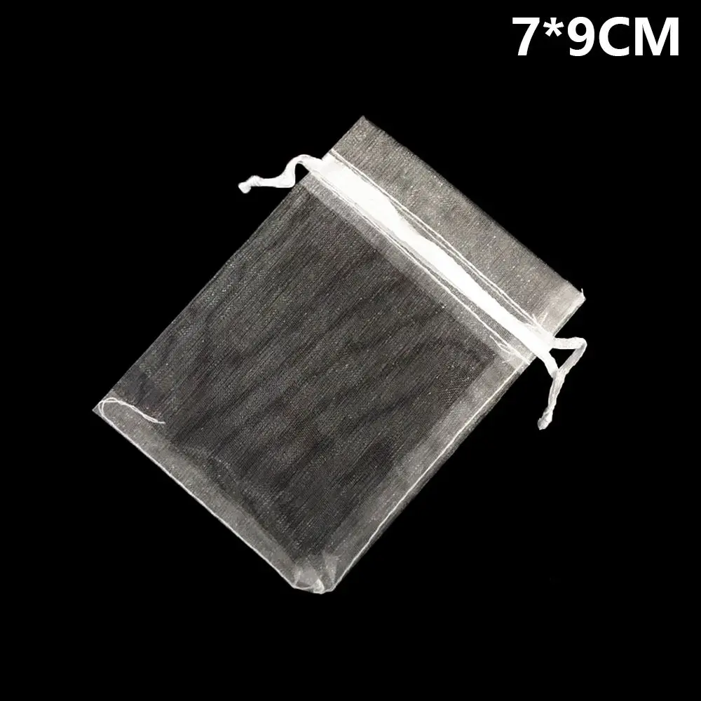 thumbnail image 1 of 25/50 piezas de bolsas de organza con cordón para regalo, para fiestas, regalos de Navidad, joyas, embalaje, color blanco, 1 of 5