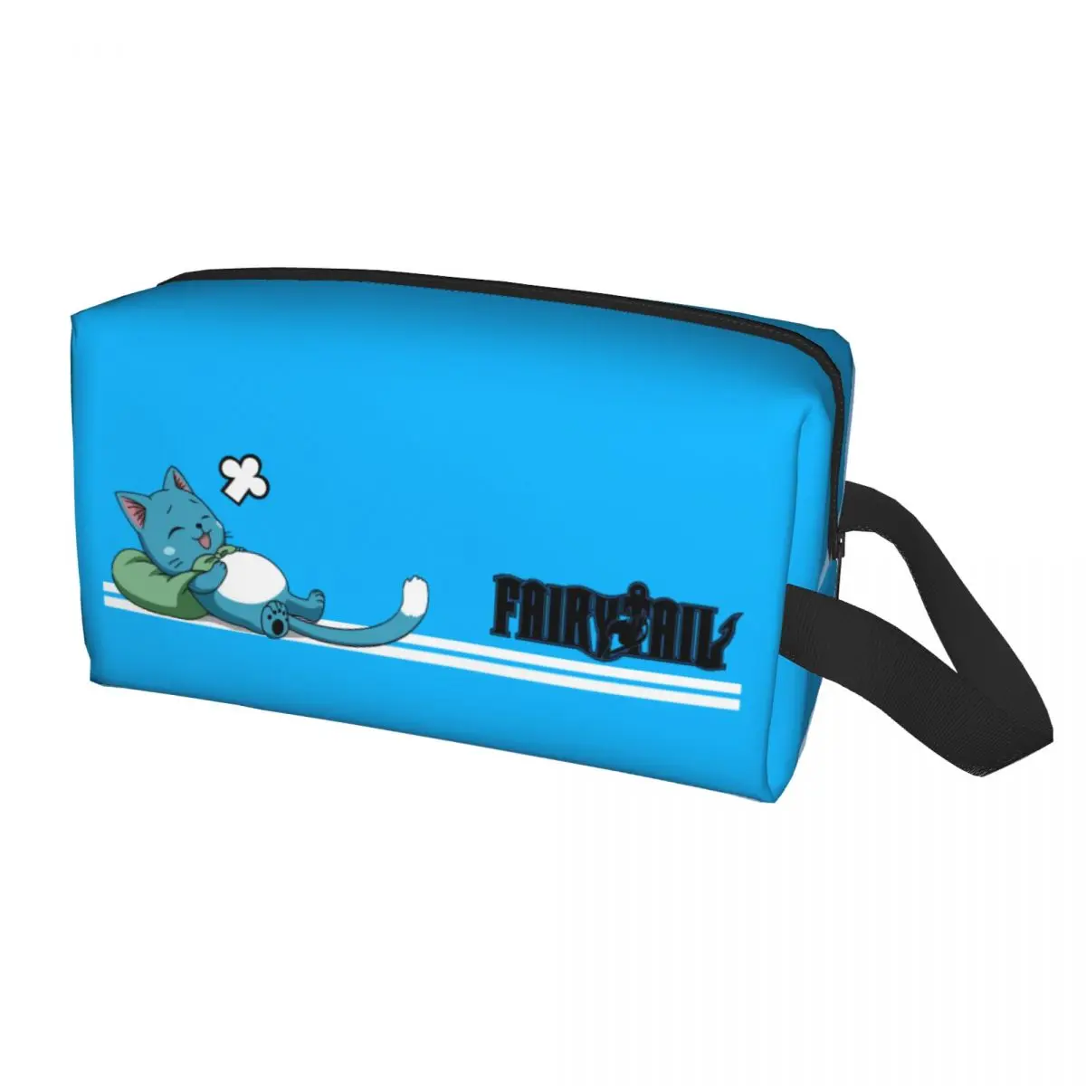 Fairy Tail Happy Sleep Makeup Bag Women Travel Cosmetic Organizer Kawaii Anime Manga Cat Storage Borse Da Toilette