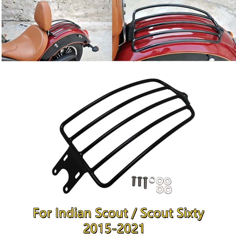 

New Motorcycle Accessories For Indian Scout / Scout Sixty 2015-2021 Rear Mudguard Mounted Luggage Rack Chrome Plated Glossy Blac