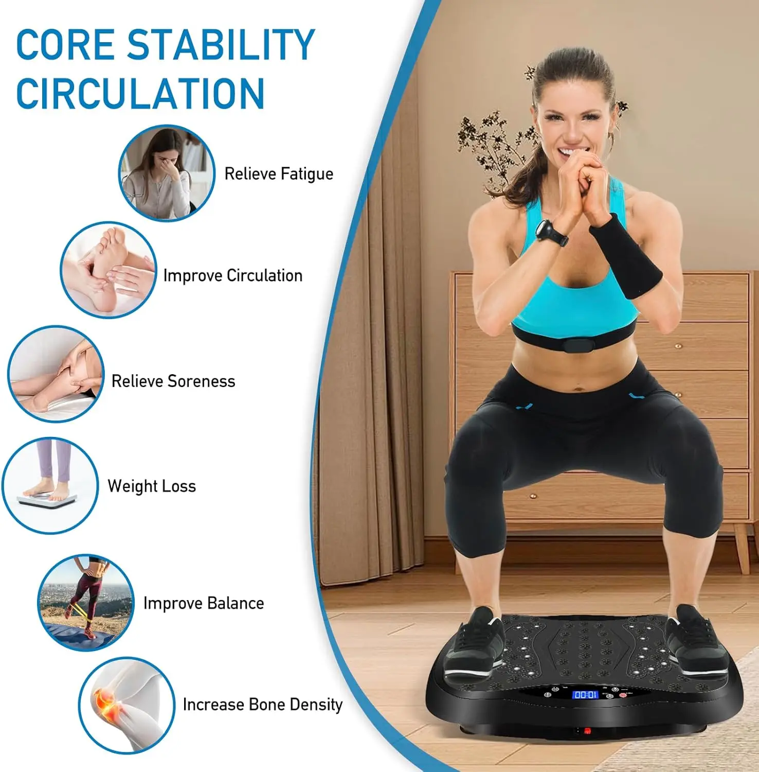 Plate Exercise Machine with Remote Control, Vibration Platform for Weight Loss, Whole Body Workout Machine, Fitness Machine