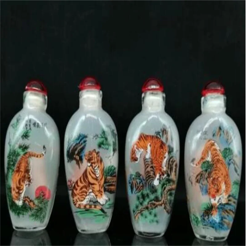 

Chinesische Glas Innere Malerei Exquisite Tigers Schnupftabak Flasche