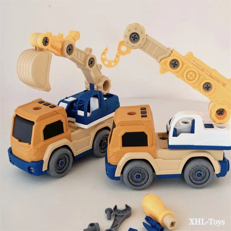 DIY 조립 엔지니어링 차량 장난감 조립되지 않은 진흙 탱커 티퍼 크레인 스크루 드라이버 필요 플라스틱 모델 키트