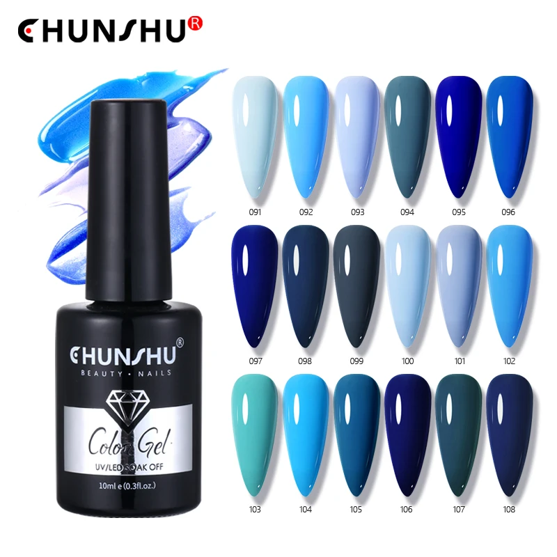 CHUNSHU 10ml Nail Gel Polish Ocean Blue Color UV LED Gel Lacquer Long Lasting Semi Permanent Nail Art Soak Off Base Top Coat Gel new 2022 sheenia tc025 top coat gel nail polish uv transparent soak off primer gel polish long lasting gel lacquer nail art