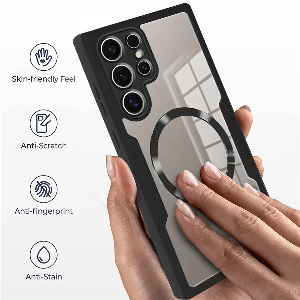 360° Full Shockproof Case for Samsung Galaxy S25 S24 S23 S22 S21 Ultra Plus FE Wireless Charging Transparent Cover 3