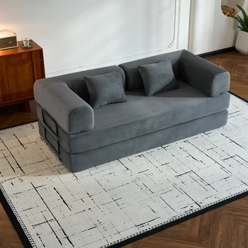 79" Folding Convertible Corduroy Sofa Bed 2