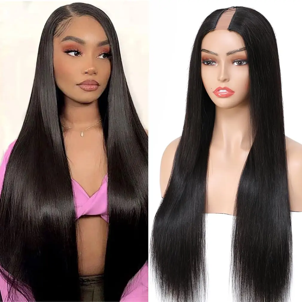 Human Hair Wigs V Part Wig Straight Long Human Hair Wigs Mongolian Straight V Part Human Hair Wigs Machine Made No Leave Out