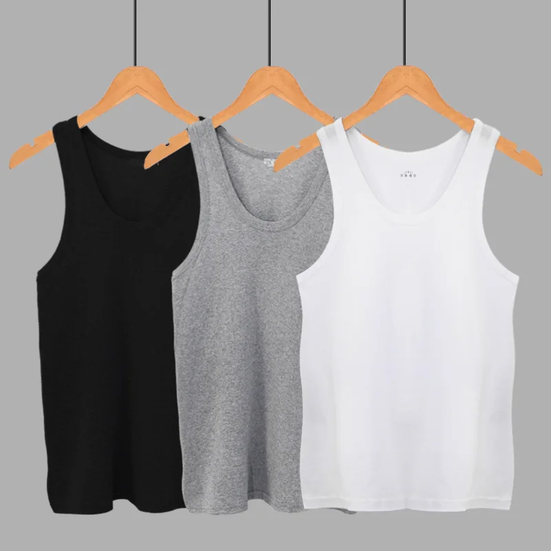 Cotton Men Underwear Sleeveless Tank Top Solid Color Muscle Workout Vest Undershirts O-neck Gym Sports T-shirt Male Singlet