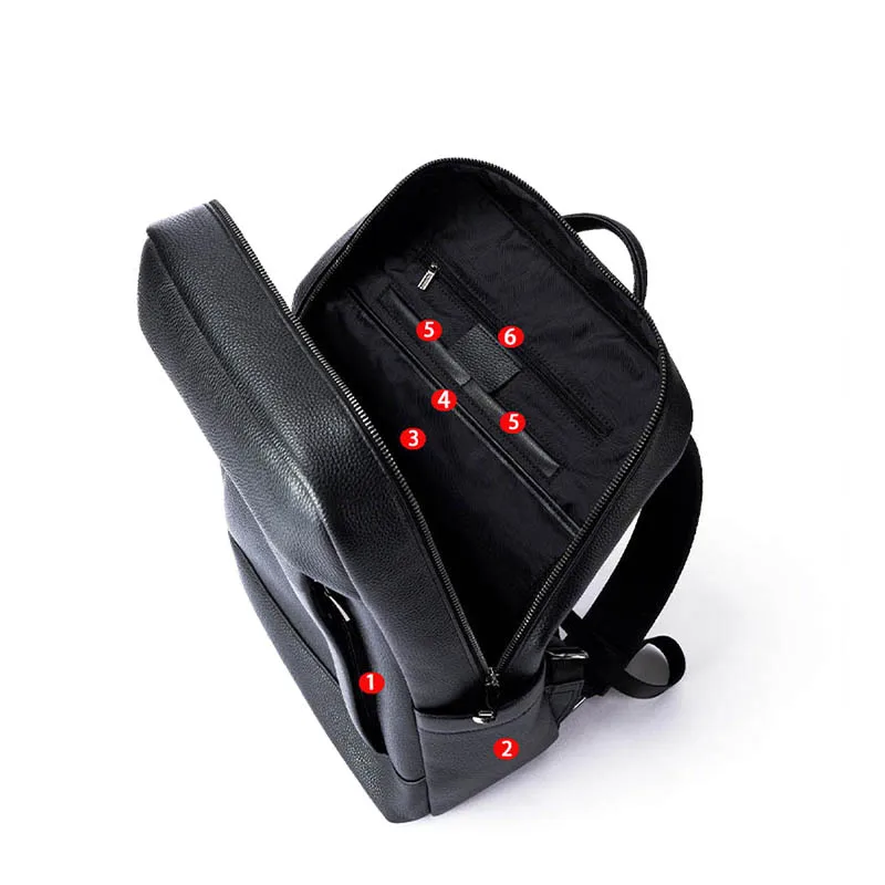 High Quality Genuine Leather Men's Backpack Large Capacity Laptop Bag School Backpack Male Shoulder Bag Leather Travel Backpacks 6