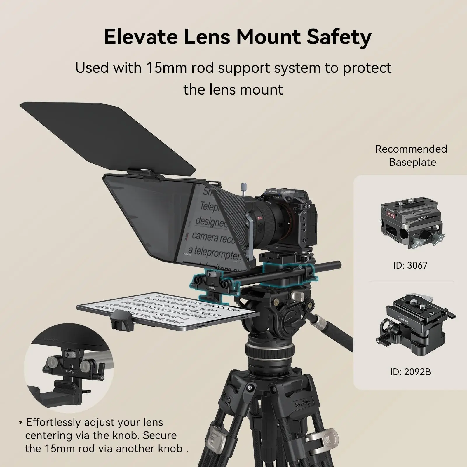 SmallRig Multifunctional Teleprompter Portable Tablet/Smartphone/ DSLR Teleprompter for IPad for Huawei Samsung Xiaomi