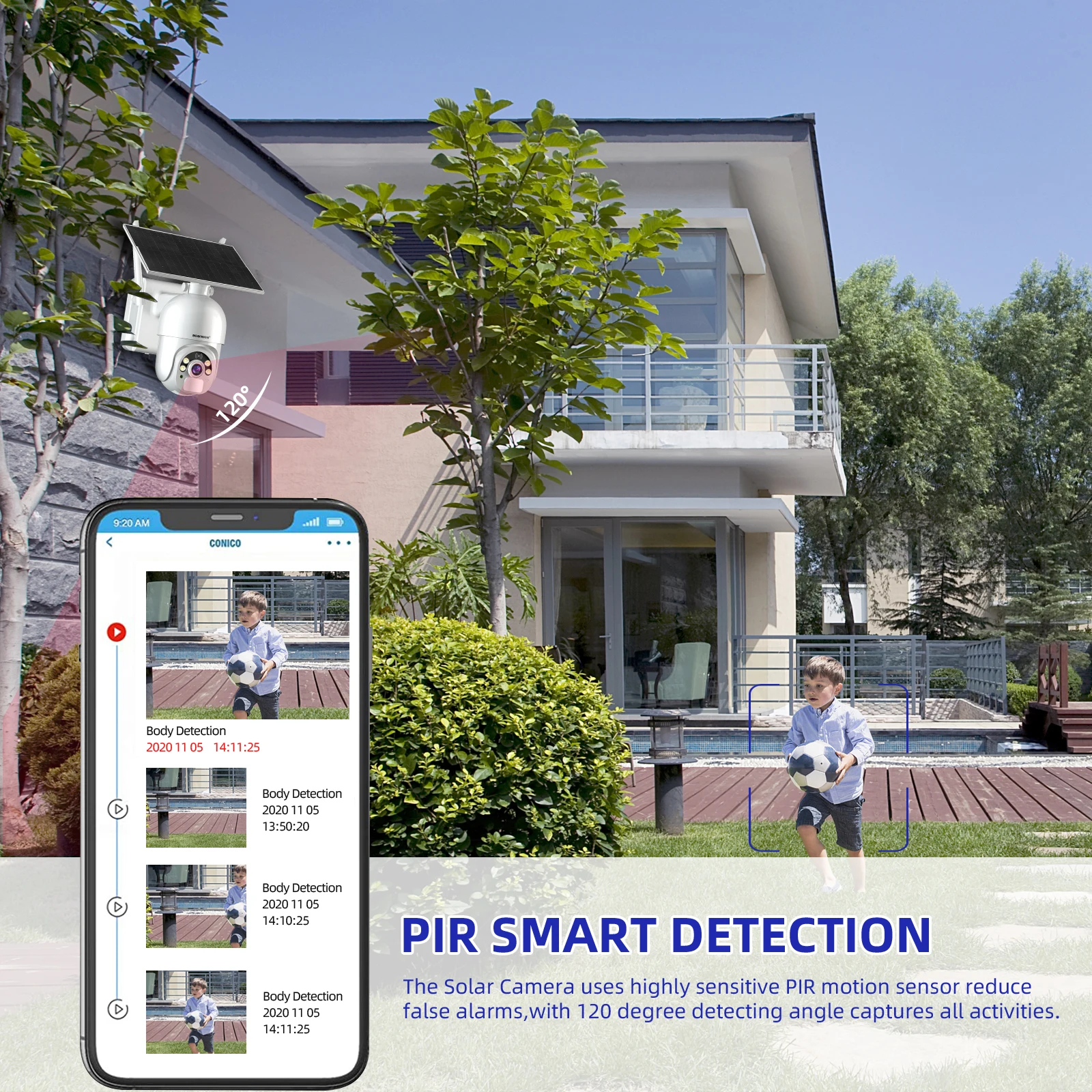 Outdoor HD 3MP 5MP 4G SIM Card / WIFI Solar Panel Camera PTZ 