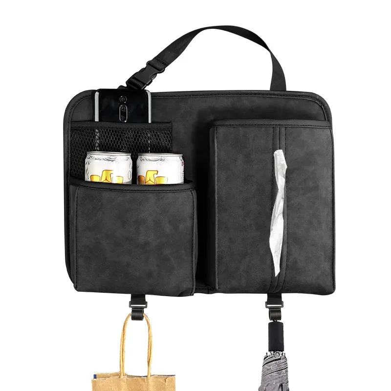 

Universal Car Seat Back Organizer Suede Auto Seat Multi-pockets Storage Bag With Hanging Hooks Car Accessory Interior