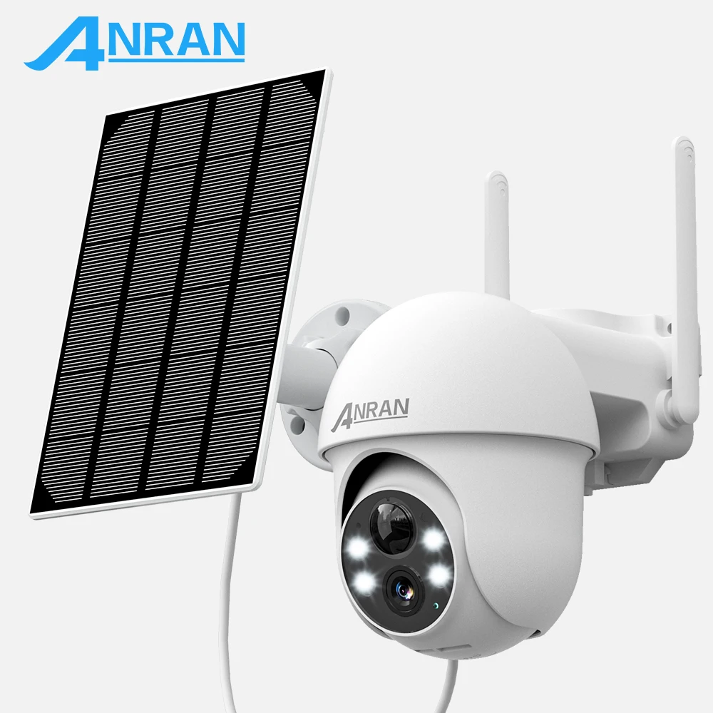 ANRAN 3MP 태양광 배터리 WiFi 카메라 360 °   회전 보안 감시 카메라 야외 무선 휴머노이드 감지 사이렌 경보