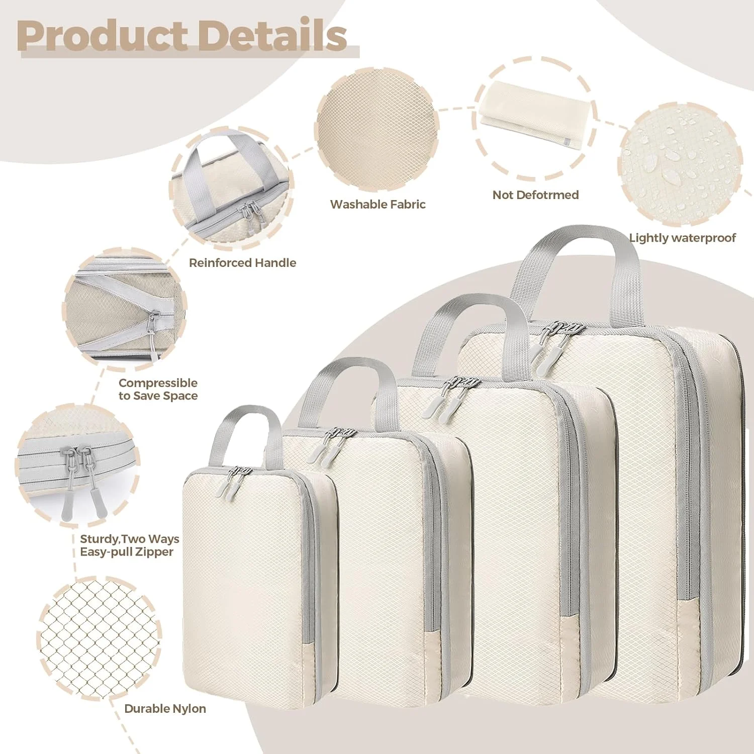 Enhanced Travel Compression Packing Cubes and Waterproof Storage Set